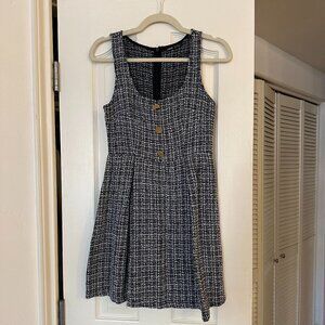 SHEIN Black & White Tweed A-Line Mini Tank Dress - Size XS